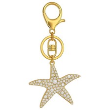 Keychain Rhinestone Starfish Sparkling Bag Charm Cute Gift Gold