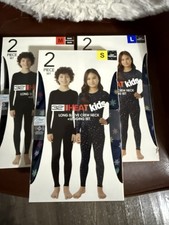 32 Degrees Heat Thermal Kids Long Sleeve Crew Legging Set Blue Snow S, L. Blk M