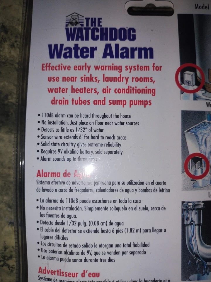 Alarma de agua Glentronics The Watchdog nuevo en paquete modelo BWD-HWA Foto 2 de 3