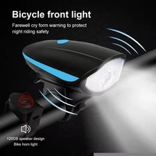 Bicycle Front Light with Horn USB Rechargeable Bike Headlight Cycling Flashlight