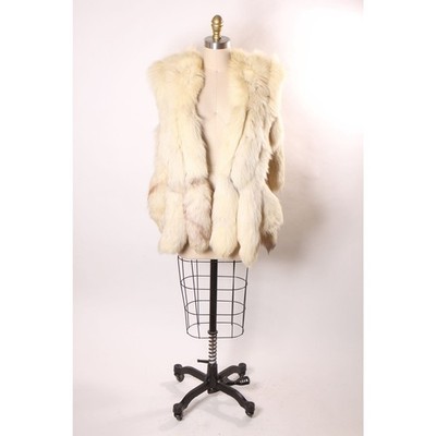 1970s Silver Fox Tail Leather Straps Fur Vest by Jacques Saint