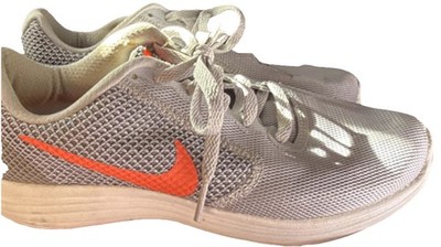 Nike Revolution 4 Gray Orange White Mesh womens Running Sneaker