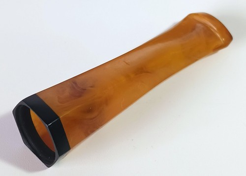 Vintage Art Deco Marbled Dark Amber-tone & Black Bakelite Cigar Holder