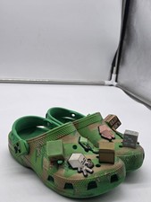 Crocs Minecraft Classic Clog Shoes Kids Size C11 Green Sandals Jibbitz Slip On