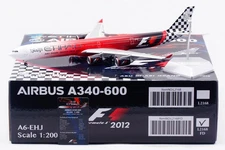 SQ Wings 1:200 Etihad Airways "2012" A340-600 Diecast Jet Model A6-EHJ Flap Down