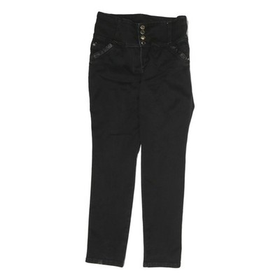 SEVEN7 Damen Schwarz Regular Skinny Denim Hell W32 L30 Hohe Taille Zip Jeans