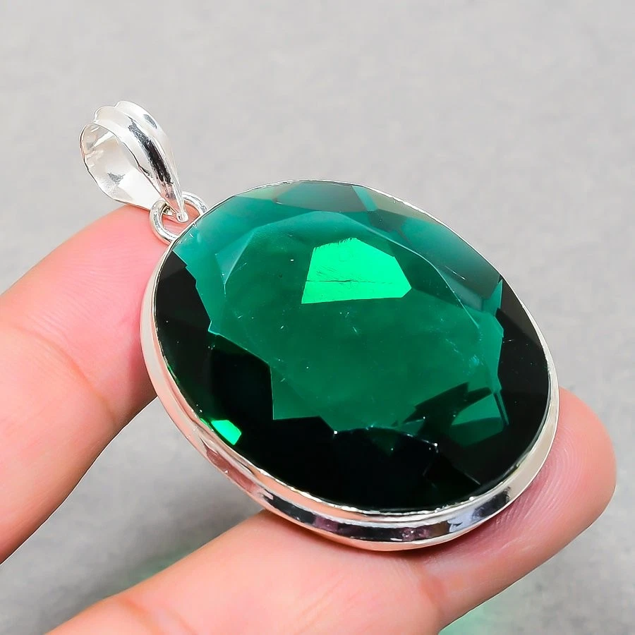 Grüner Turmalin Edelstein Anhänger Handarbeit Antik Geschenk Ovale Form Schmu... - Bild 2 von 4