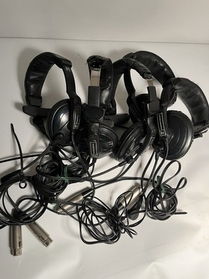 AS IS Vntg Production Intercom Headset 5 Lot One Ear Microphone XLR Female TV