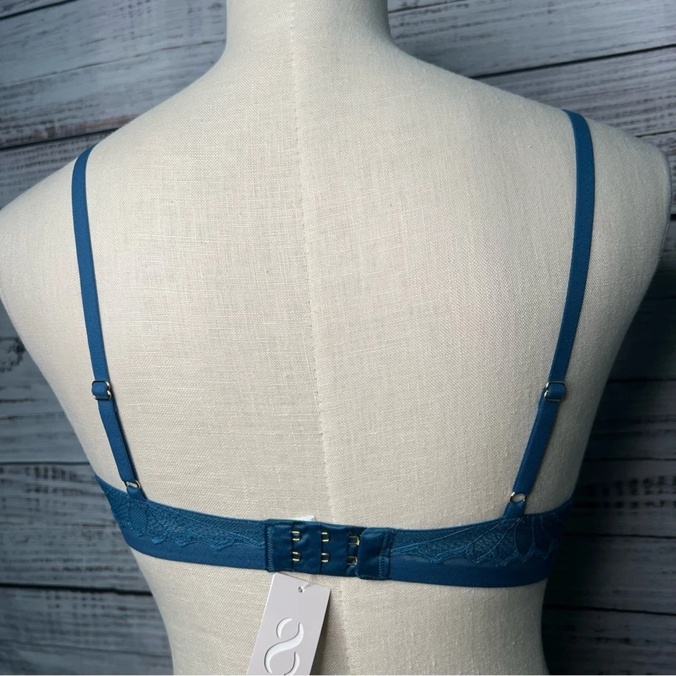 Bralette Inalámbrico Huit XS Azul Encaje Tazas Triángulo Bralette Vieira Ribete de Encaje Foto 3 de 4