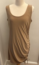 Express,  Matte Jersey  Nude Ruched Side Tie Dress, Size- Large