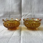 Set of 2 Fenton Amber Hobnail Bottom Only Fairy Lamp bases.