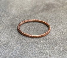 Copper Ring Stackable Hammered Rings band Size 8.5 Wedding Ring Unisex thin 2mm