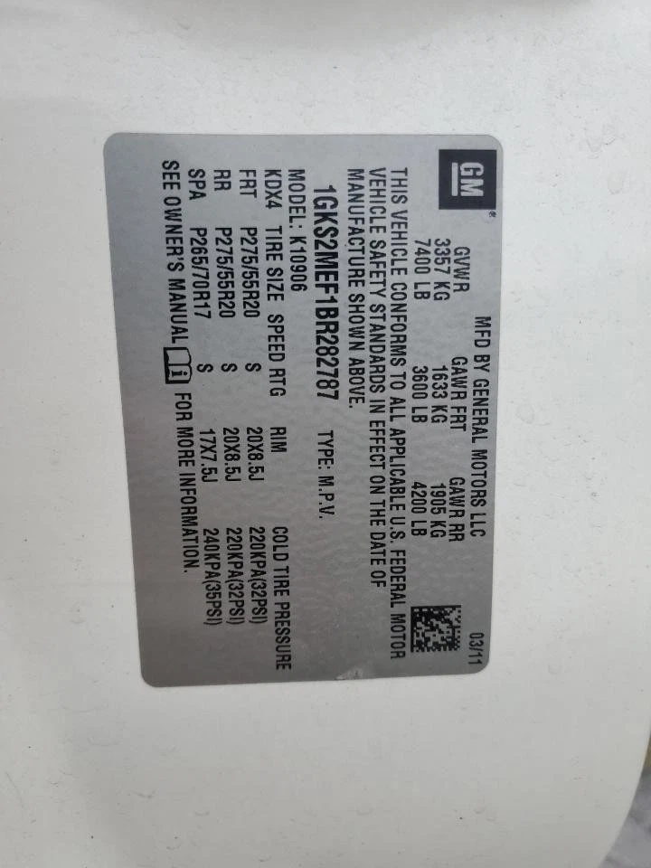 Used Rear Right Door Assembly Rear Side fits: 2011 Gmc Yukon xl 1500 Rear Right - Image 2 of 4