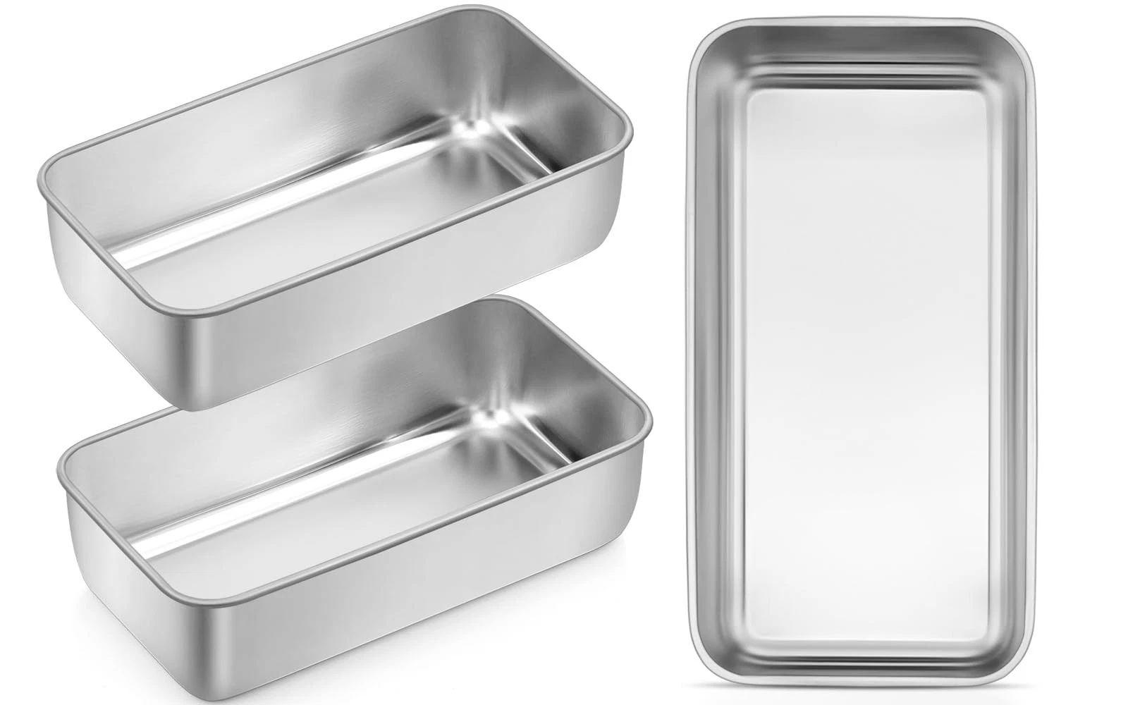 Leonyo 3 Pack 9x5IN Loaf Pans for Baking Bread, Medium, Silver