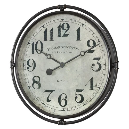 UTTERMOST 6449 NAKUL INDUSTRIAL SMOKE GRAY IRON FRAME QUARTZ MOVEMENT WALL CLOCK - Picture 5 of 5