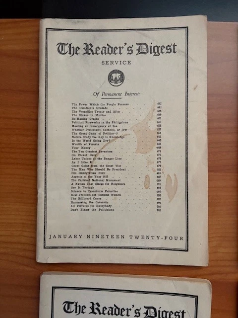 1924 *Readers Digest Service* Very Rare 6 Issues BEFORE NAME SHORTENED Softcov — 第 2/4 张图片