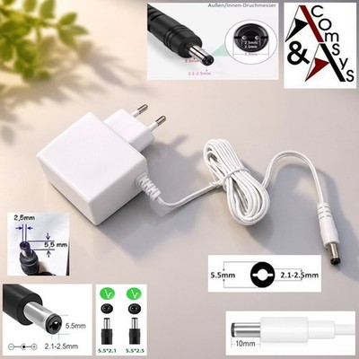 Premium 9V Netzteil 1A DC Adapter 5.5x2.5/2.1mm Universal Ladegerät EU Stecker