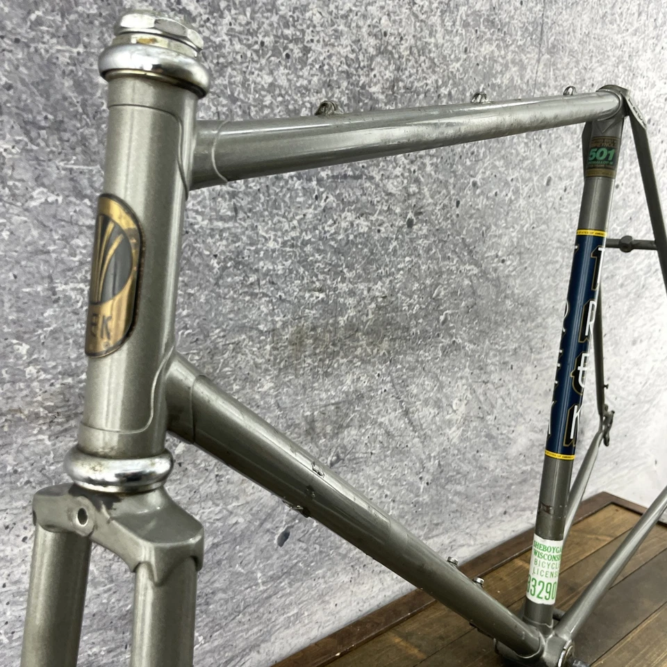 Vintage Trek Road Bike Frame Reynolds 501 Steel Large 58cm Gray USA Made - Image 2 of 4
