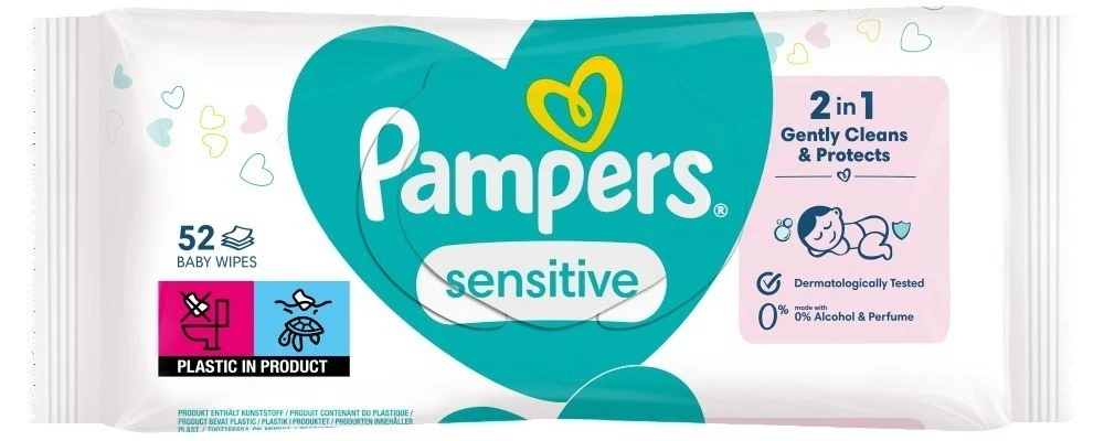 Pampers Sensitive Baby Wipes, 52 CT case pack 12