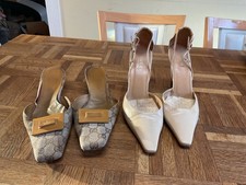 Vintage Gucci Shoes Lot GG Canvas Mules 9.5B  Heels 41C AS IS