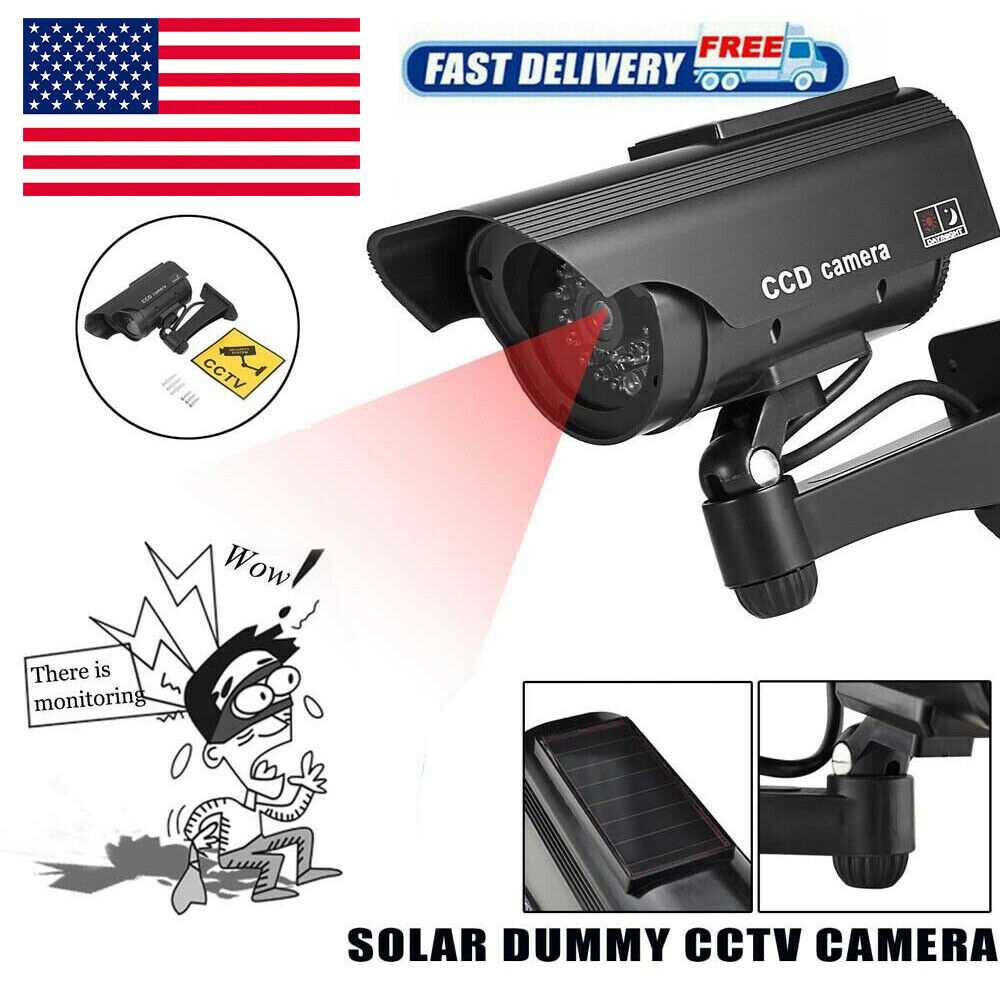 Solar Power Dummy Cheap bargain Outstanding Fake Security Camera CCTV Record Blinking Ligh