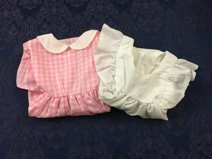 pink and white checkered dress