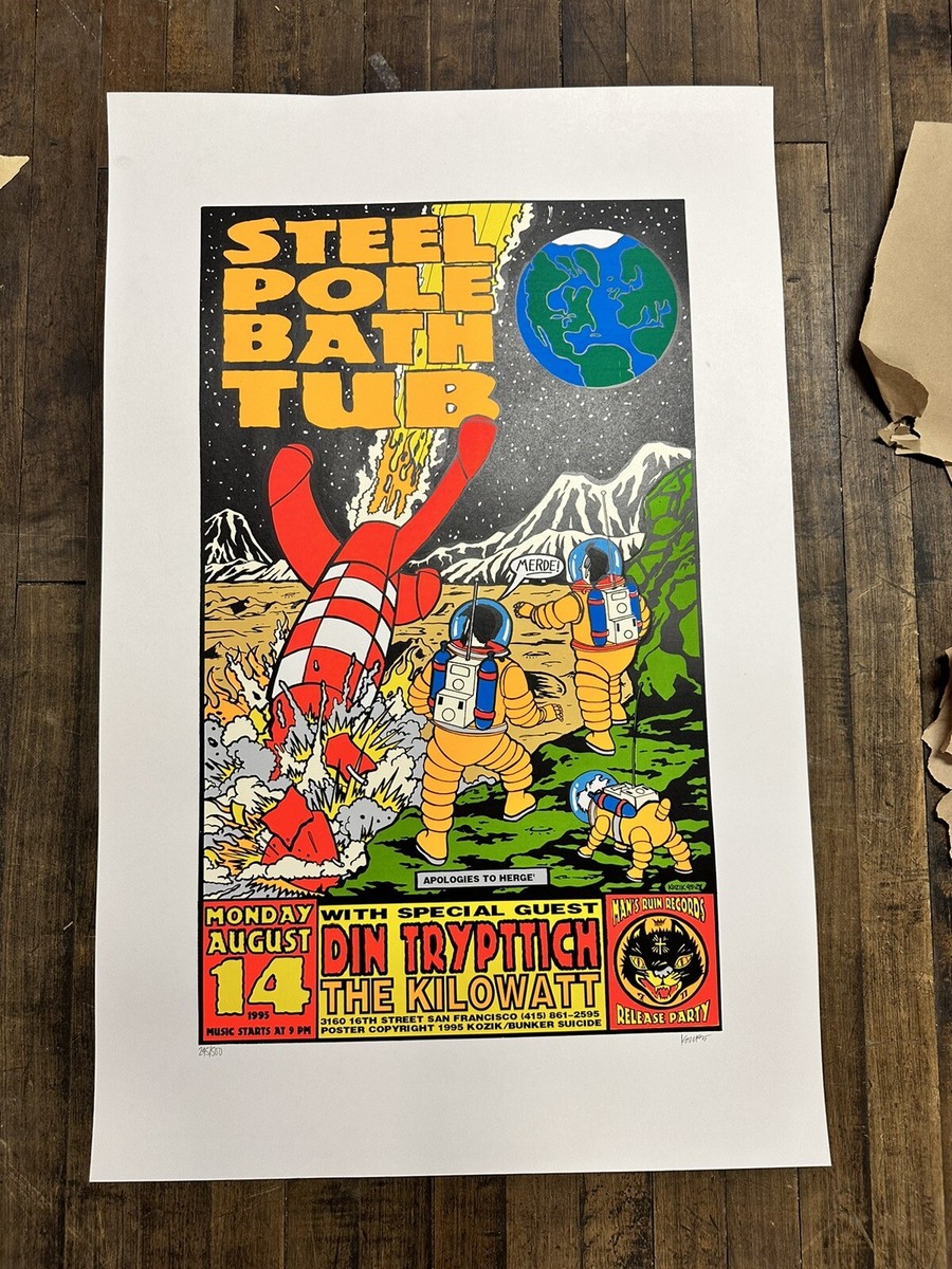 KOZIK STEEL POLE BUTH TUB シルクスクリーンポスター KOZIK STEEL POLE BATH TUB VinTagE 1995 SCREEN PRINT ConcerT
