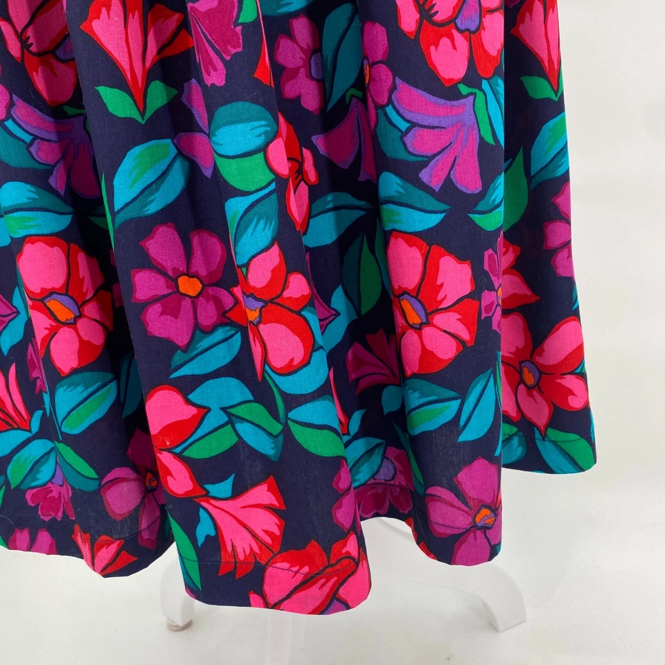 Falda Izod Vintage Años 90 Talla 12 Brillante Floral Plisada Cintura Elástica Midi Resort Foto 3 de 4