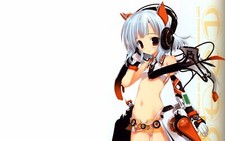 Anime simple background belly headphones small  Playmat Game Mat Desk
