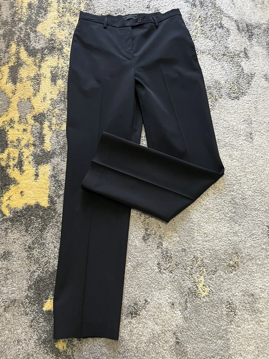 Prada Women's Black Flat Front Straight Leg Dress Pants . Size 44