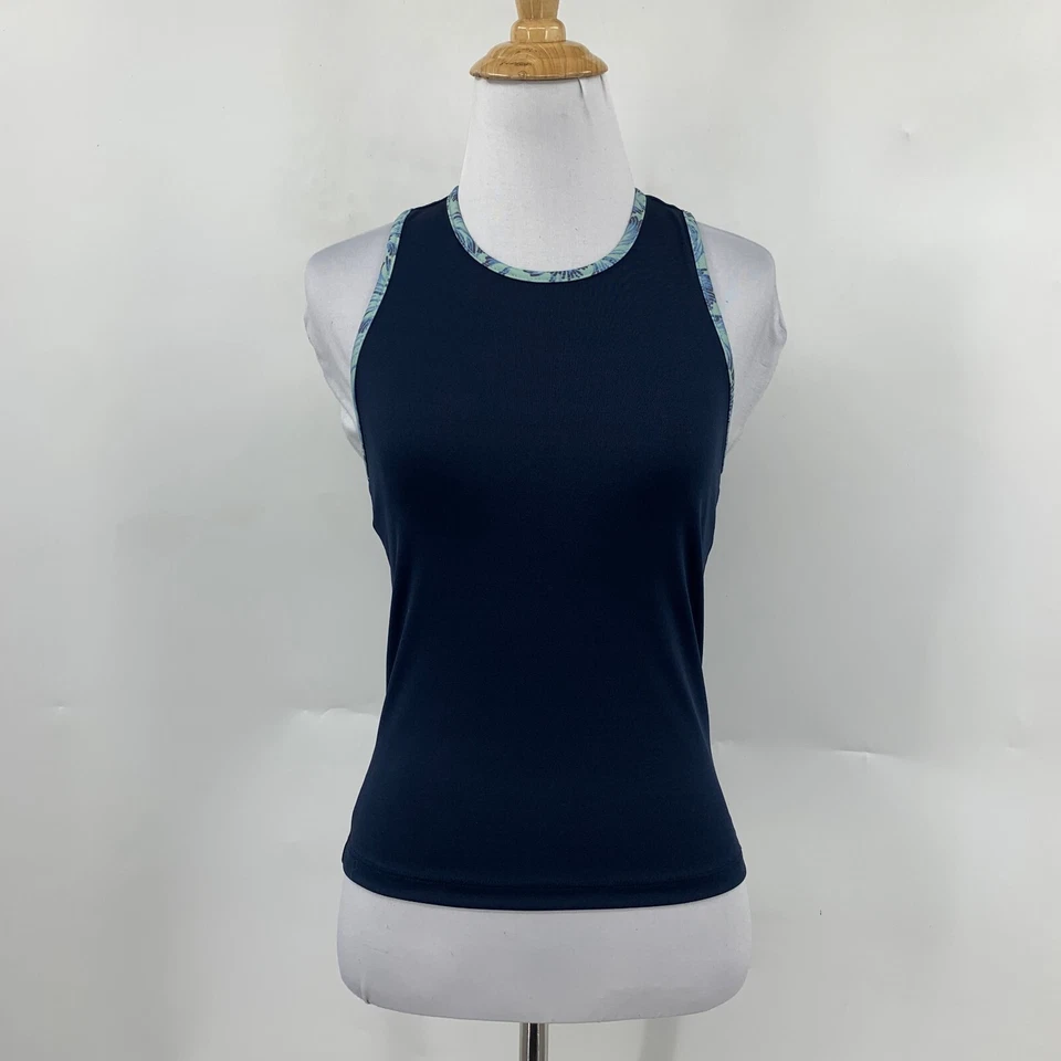 Camiseta de práctica diaria para mujer S pequeña azul marino Jackie camiseta sin mangas sujetador incorporado Anthropologie Foto 2 de 4