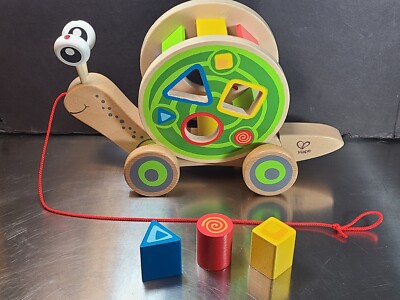 HAPE Shape Sorter Wooden Pull Walk-A-Long Snail Toy 12-18 Months Learning