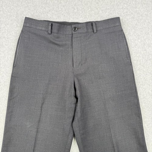 LL Bean Pants Mens 34x28 Gray Flat Front 100% Wool Classic Fit Cuffed Chino - Picture 2 of 11