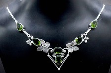 925 Sterling Silver Green Peridot Gemstone Handmade Jewelry Necklace S-17-18