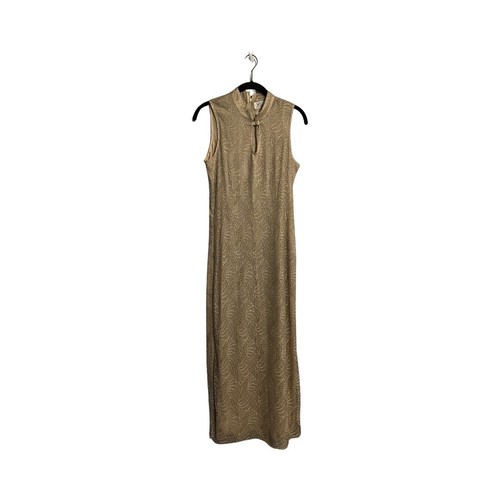 Vintage Cartise Gold Metallic Maxi Dress Woman’s Size 8 - Picture 3 of 6