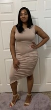 Plus Size Asymmetrical Bodycon Midi Dress, SZ 1X
