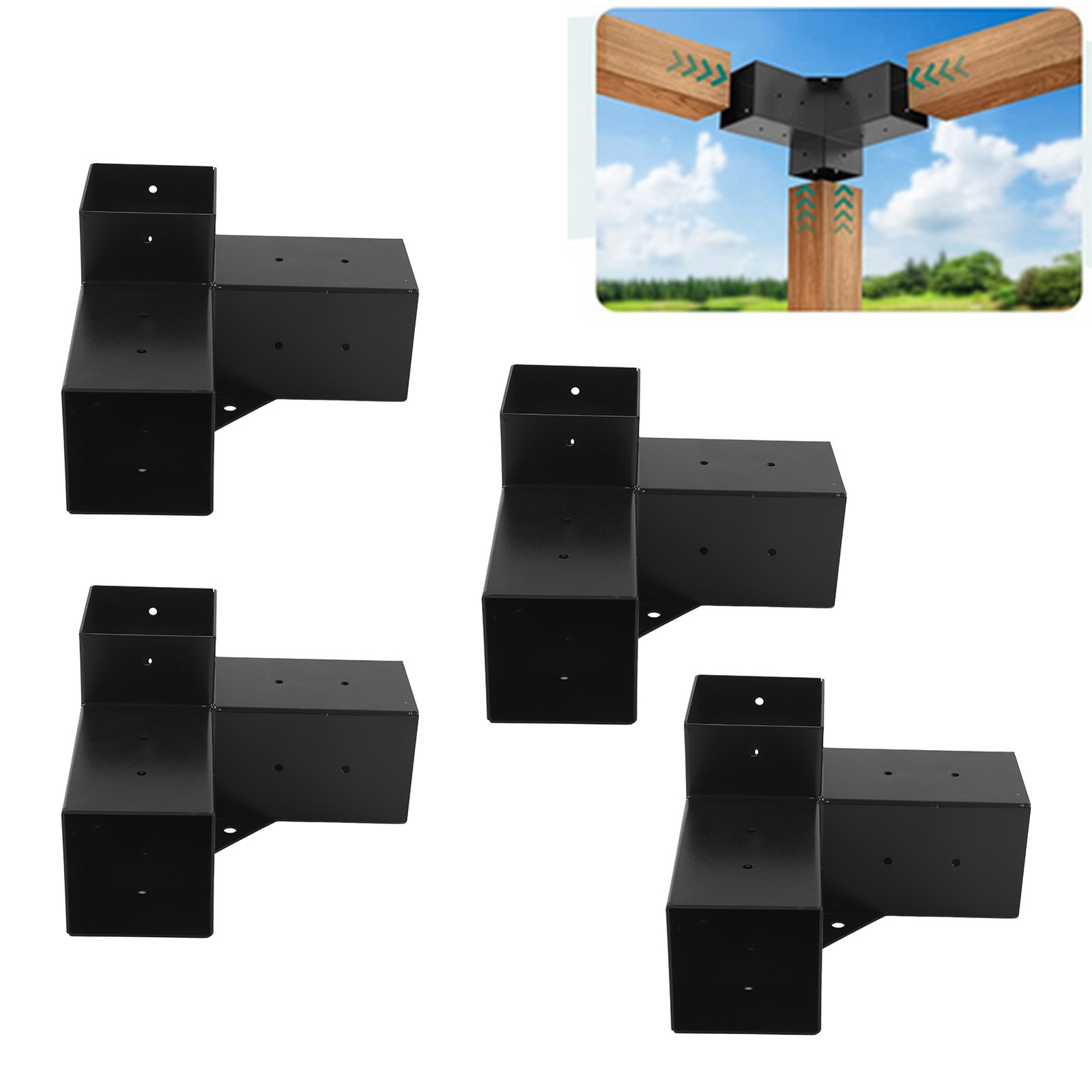 4PCS PERGOLA Black Decorative JOIST HANGER Support Corner Bracket