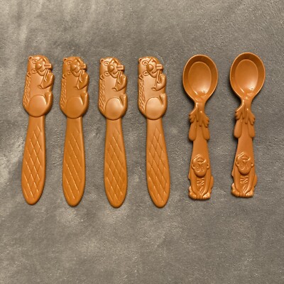 Zoo Pals Children's Utensils Brown Beaver Monkey Spoons Knives