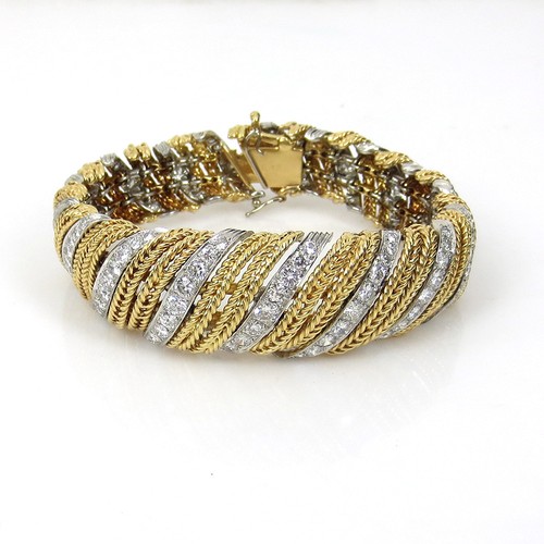 Rare Sterle Paris 12.50ct Diamond & 18K White & Yellow Rope Design Bracelet - 第 5/8 張圖片
