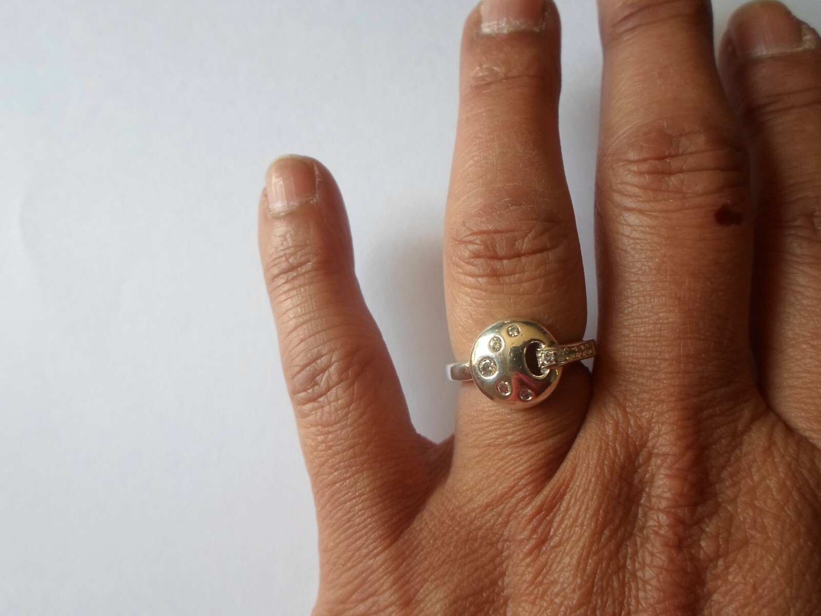 solid silver ring, zirconium, openwork circle, si… - image 2