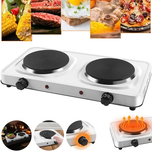 Electric Hot Plate Cooker Double Portable Table Top Kitchen Hob Stove 2000W UK - Picture 2 of 14