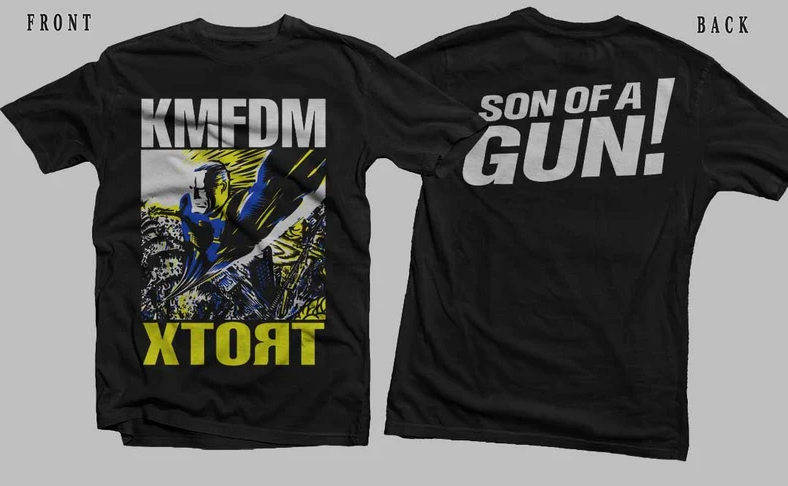 New Dtg/Dtf printed T-shirt - KMFDM- Xtort - size- S,M,L,XL