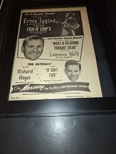 Ernie Iggins, Lawrence Welk, Richard Hayes Rare 1950 Promo Poster Ad Framed!