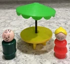 Fisher Price Little People Figures Umbrella Table Man Woman Vintage Toy Set Lot