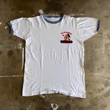 70s VINTAGE MICKEY MOUSE FORT WILDERNESS DISNEY WORLD RINGER T-SHIRT SZ L COWBOY