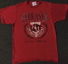 Vtg 90s University Nebraska Faded Football Champs Shirt M College Track Grunge