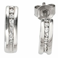 Creolen Halbcreolen Mit Stecker 14 Diamanten Brillanten 585 WeißGold Damen