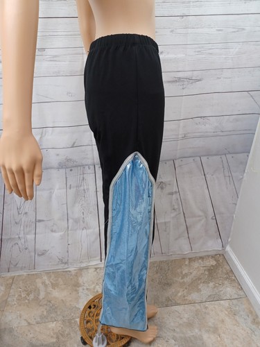 Vintage Algy Dance Leggings Pants Youth Girl's Black Blue Shiny Sz L - Picture 3 of 7