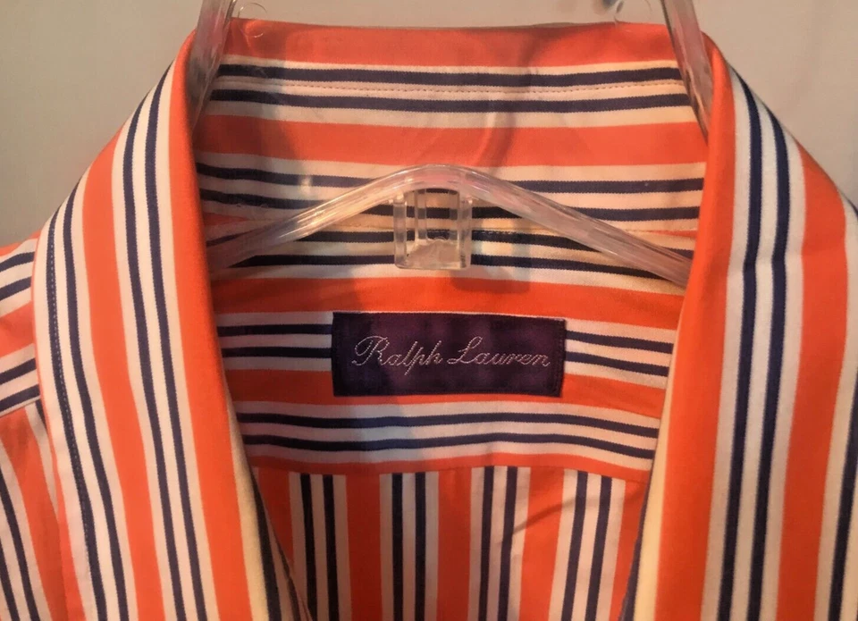 CAMISA DE VESTIR RALPH LAUREN ETIQUETA PÚRPURA RAYAS ITALIA TALLA 16 grande Xlarge Foto 3 de 4