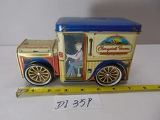 Vintage Tin Cherrydale Farms Truck Toy Bank with Turning Wheels